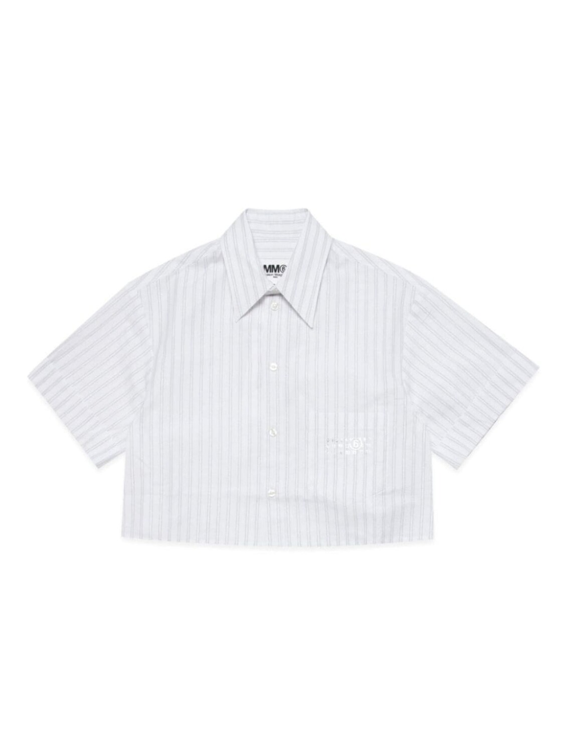 

MM6 Maison Margiela Kids полосатая рубашка с логотипом, белый
