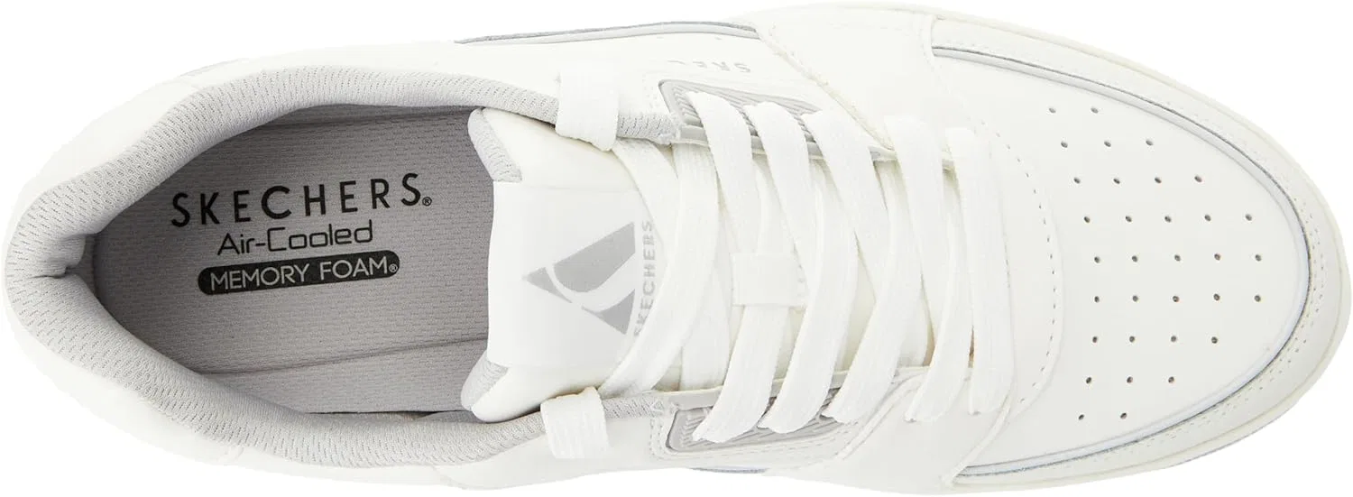 Мужские кроссовки Skechers UNO Court Trainers, White Leather With Grey Trim By Duraleather — фото 3