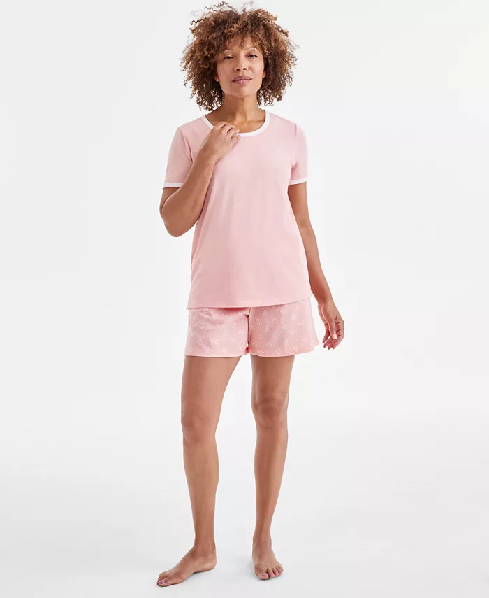 

Женский пижамный комплект с коротким рукавом в цветочном принте Charter Club, розовый