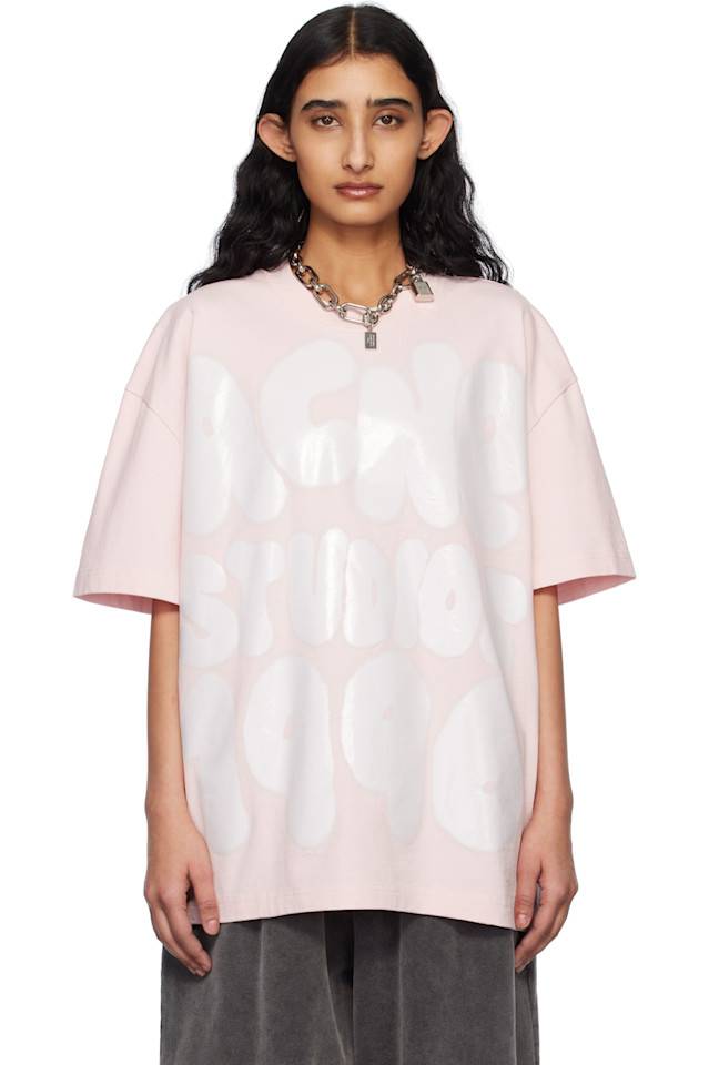 

Футболка Logo свободного кроя Acne Studios, розовый