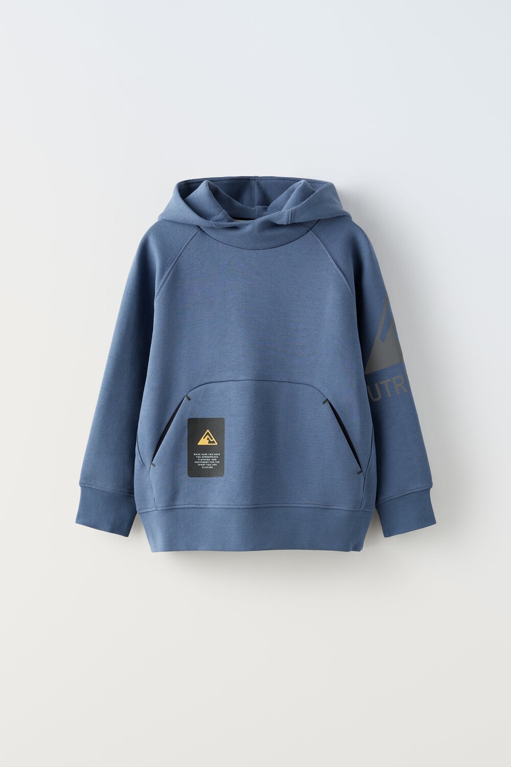 

Спортивная плюшевая худи Zara, средне-синий