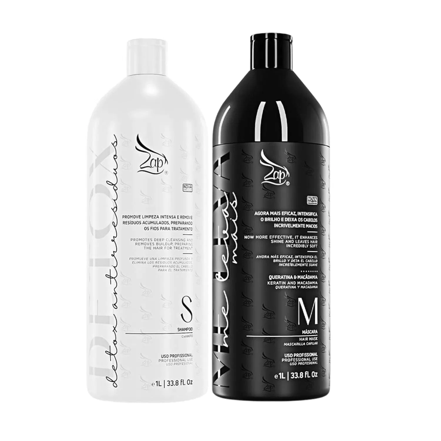 Набор для бразильского кератинового выпрямления Zap Cosmetics Me Leva Black & Detox Kit Zap