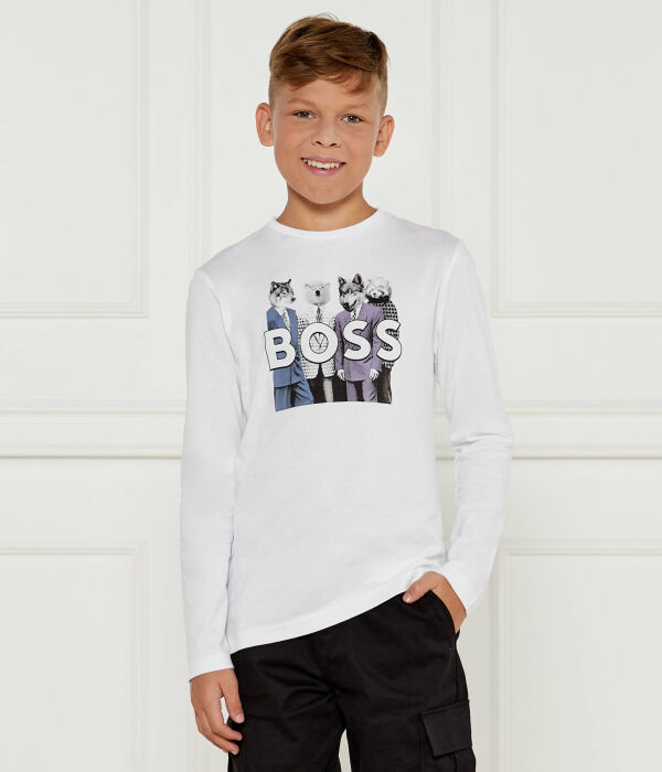

Лонгслив детский Boss Kidswear с принтом, белый