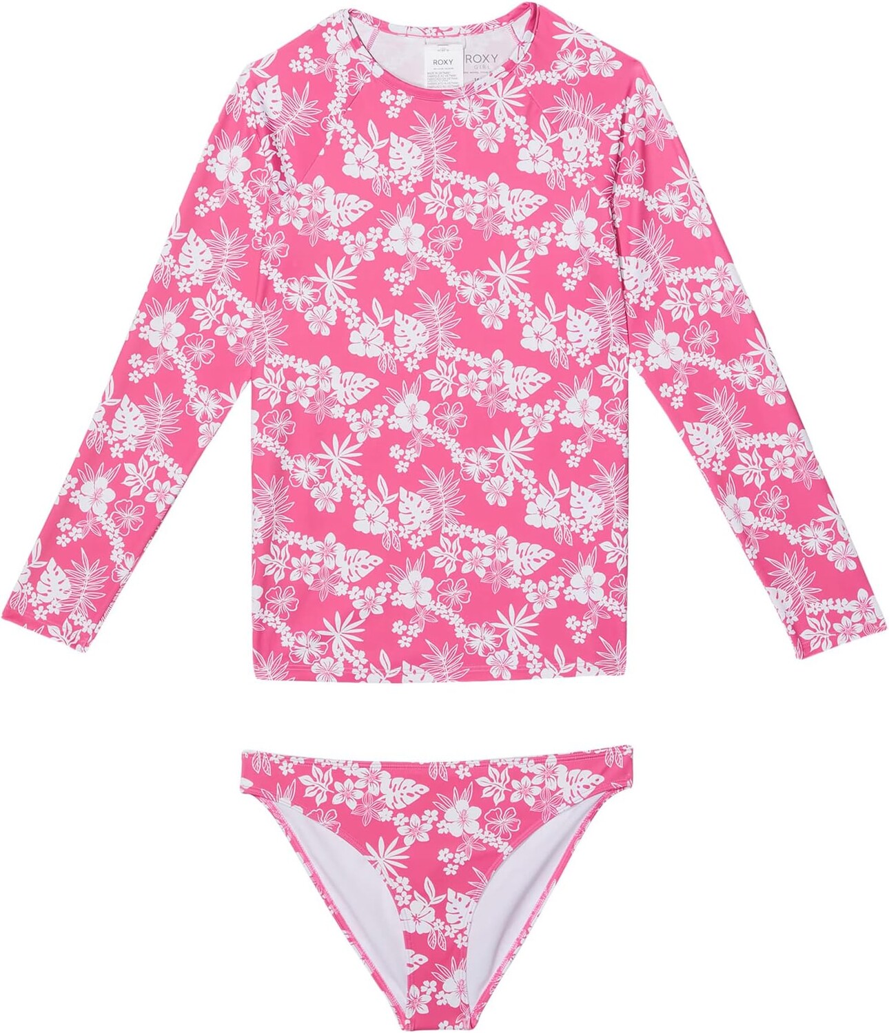 

Купальник Roxy Kids Aloha Spirit Long Sleeve Rashguard Set, цвет Shocking Pink Hello Aloha