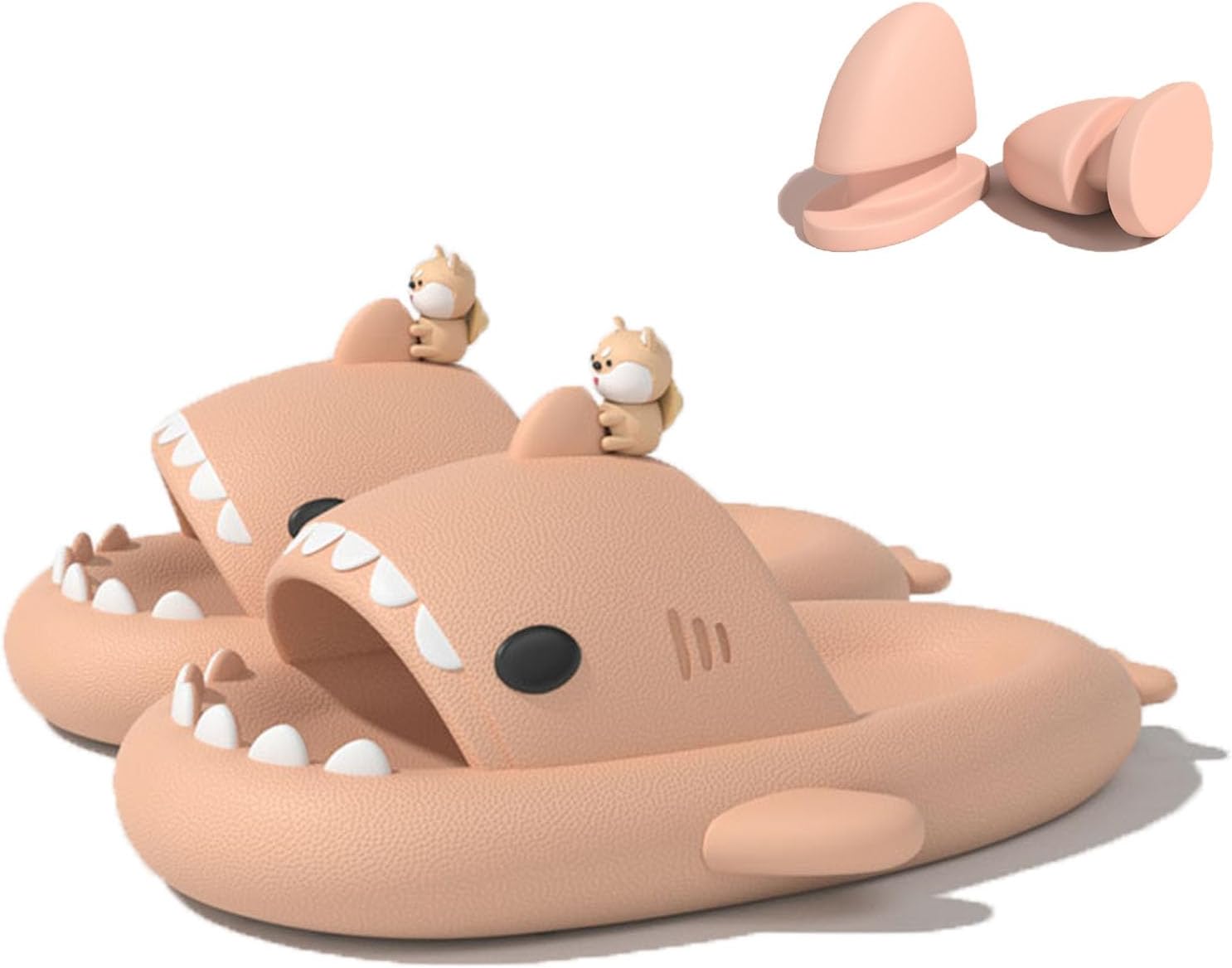 

Тапочки Zureto Shark с 3D забавными плавниками, унисекс, тускло-облачные, с открытым носком, для душа, бассейна и пляжа, из ЭВА, Corgi Shark