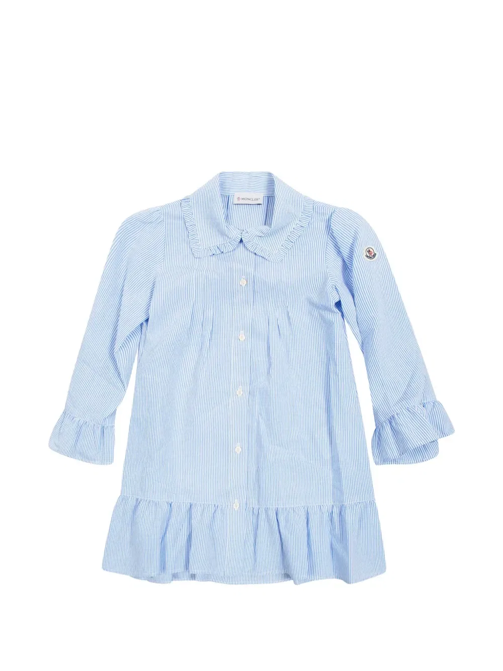 Платье в полоску с оборками Moncler Enfant, синий