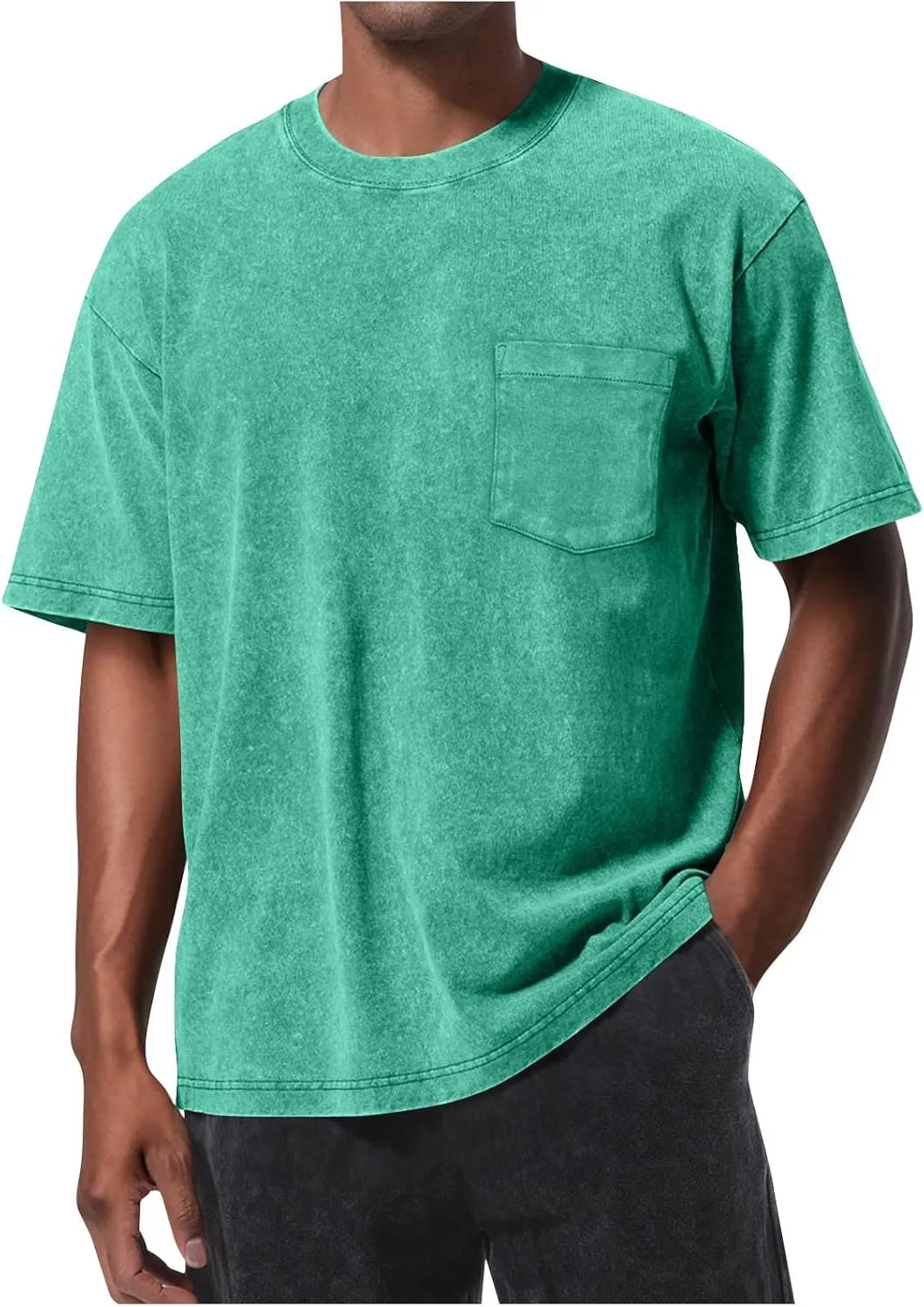 

Мужская футболка Oversized с карманом, летняя, короткий рукав, Cotton