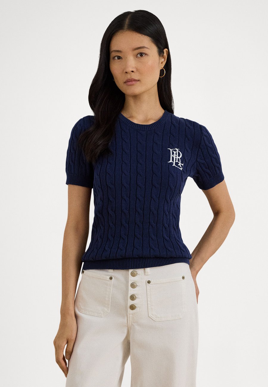 

Футболка Lauren Ralph Lauren CABLE-KNIT COTTON SHORT-SLEEVE SWEATER, Refined Navy/Dark Blue, Синий, Футболка Lauren Ralph Lauren CABLE-KNIT COTTON SHORT-SLEEVE SWEATER, Refined Navy/Dark Blue