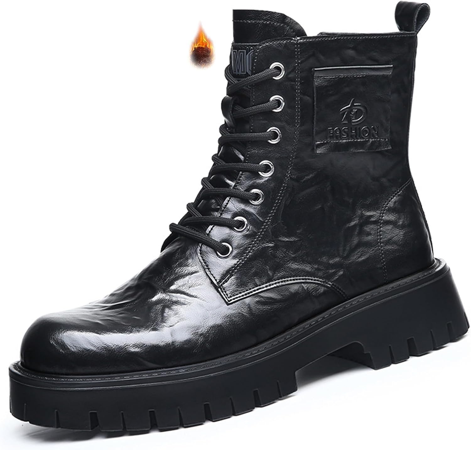 

Мужские ботинки NEKGNL с шнуровкой, из натуральной кожи, на массивной платформе, с комфортным круглым носком, противоскользящей рельефной подошвой, байкерские ботинки до щиколотки с боковой молнией, черный