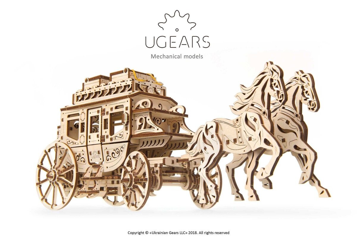 

UGears, механическая складная модель, Mail Coach