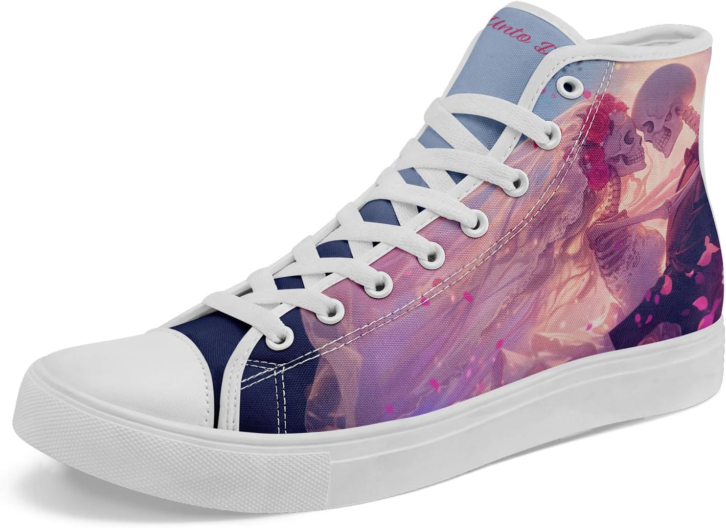 

Высокие кеды с черепом из холста для мужчин и женщин, панк-готический стиль, модные унисекс, стильные повседневные обувь с плоской подошвой Awsole, белый/фиолетовый/розовый/светло-фиолетовый