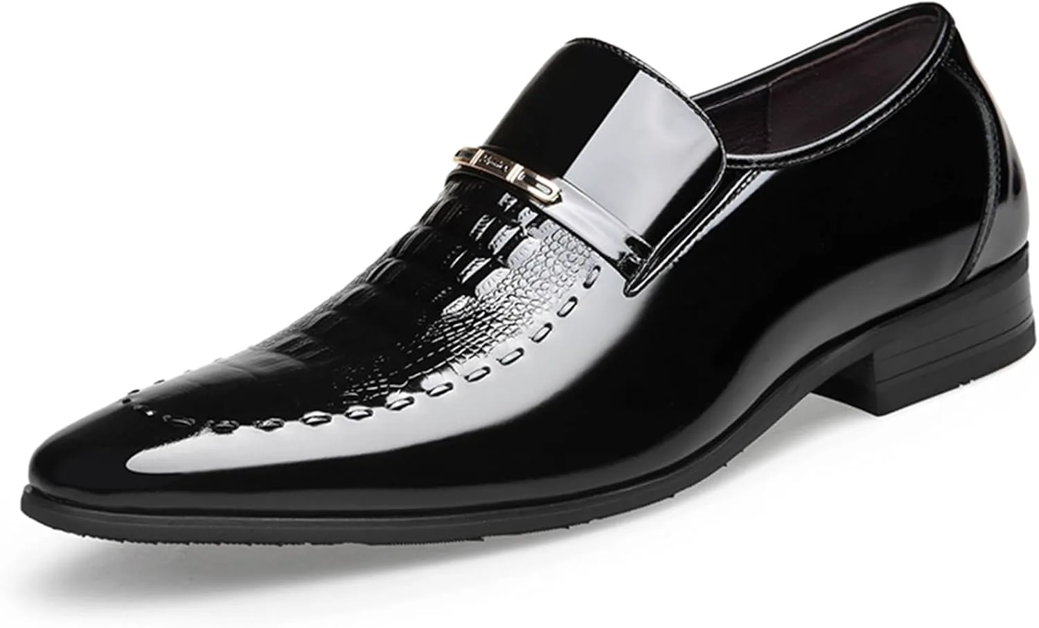 

Мужские свадебные туфли-оксфорды с крокодиловым принтом, классические вечерние туфли с заостренным носком на резинке, из лакированной кожи NIGXWNS, черный