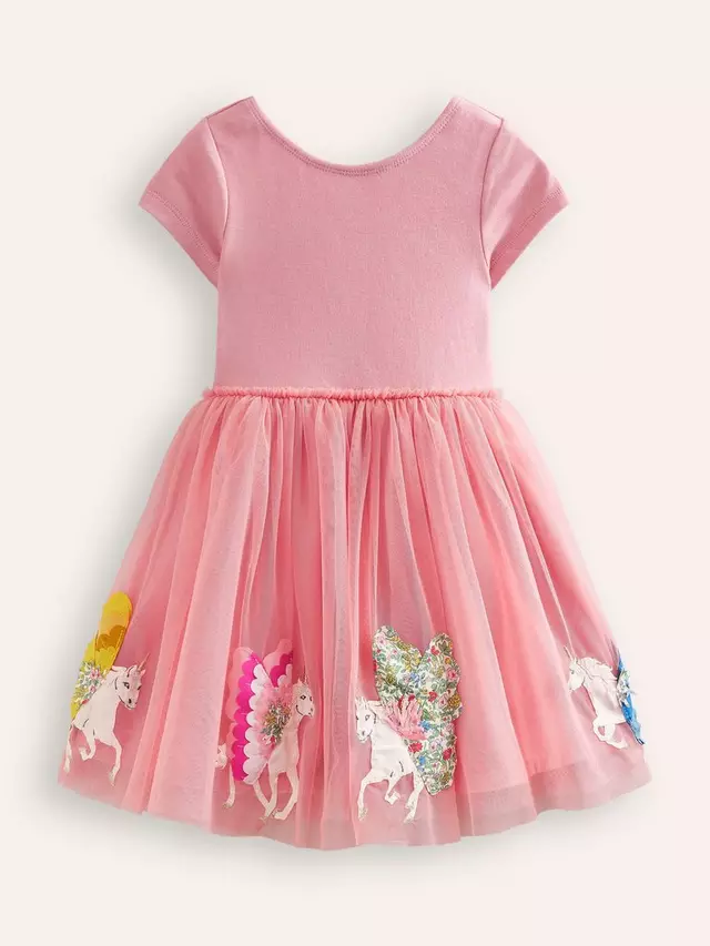 

Платье Mini Boden Kids' Tulle Applique Twirly, цвет almond pink
