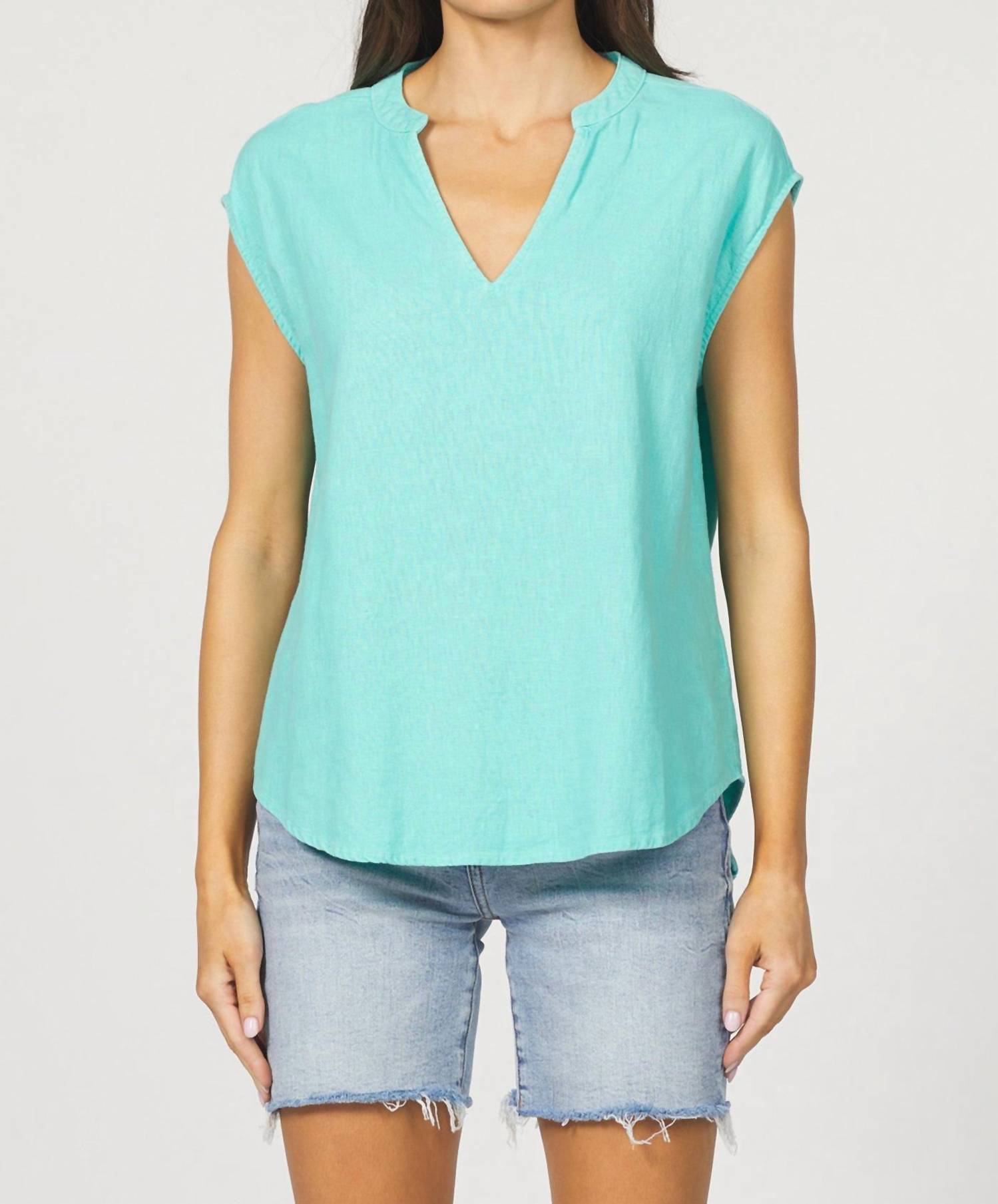 

Топ с короткими рукавами и воротником, цвет «бассейн» DEAR JOHN DENIM, синий