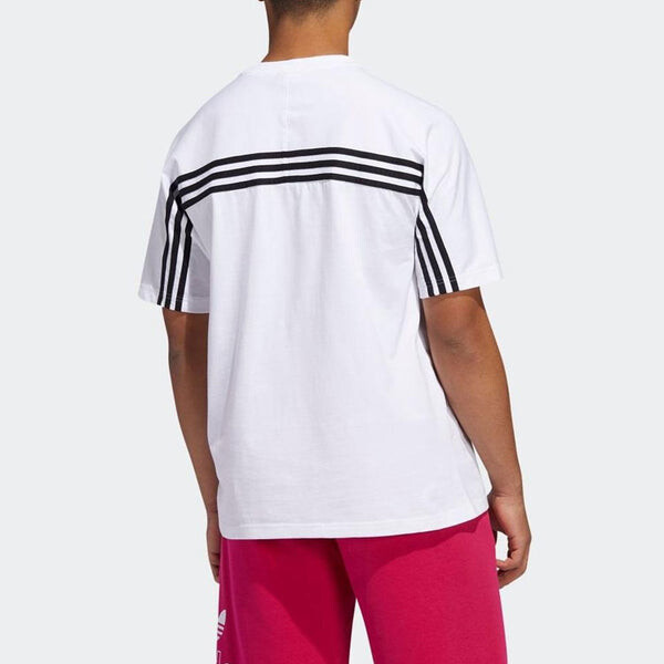 Футболка оригиналы 3 полоски футболка полосатый логотип вышитый короткий рукав Adidas, белый — фото 3