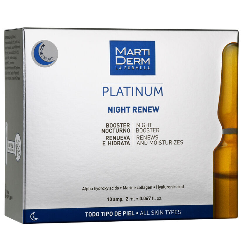 

Антивозрастной бустер для лица на ночь в ампулах Martiderm Platinum Night Renew, 10х2 мл