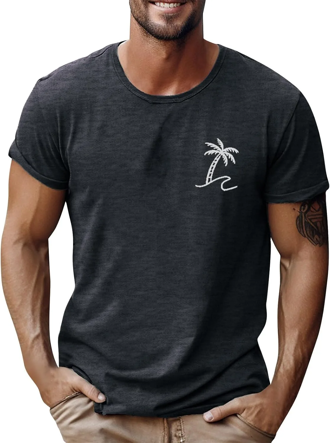 

Футболка мужская летняя с принтом пальмы Casual Slim Fit, S-5XL RTRDE