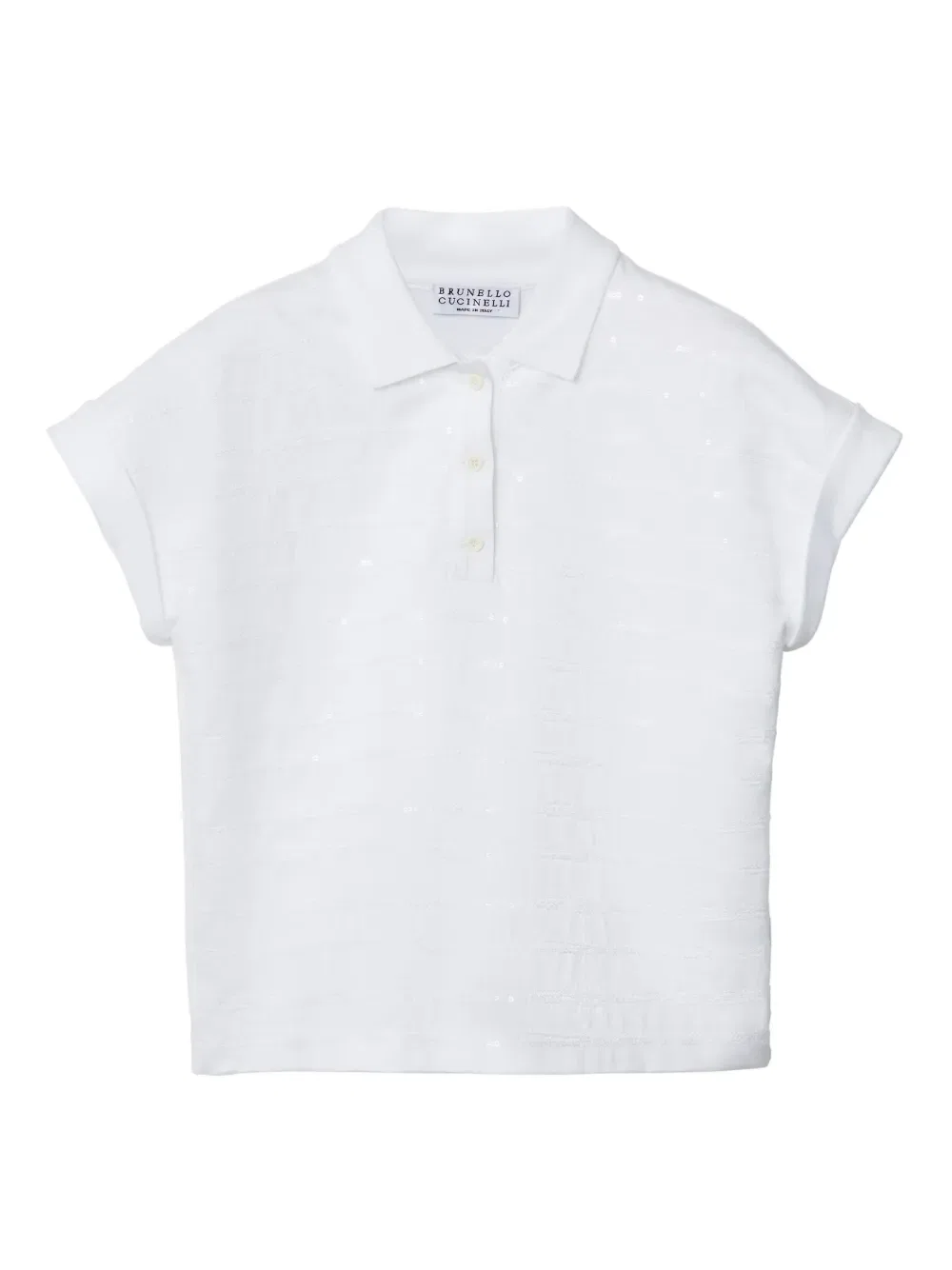 Поло с пайетками Brunello Cucinelli Kids, белый