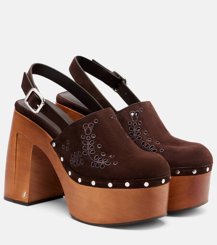 Alida 135 платформенные замшевые клоги Jimmy Choo, Chocolate