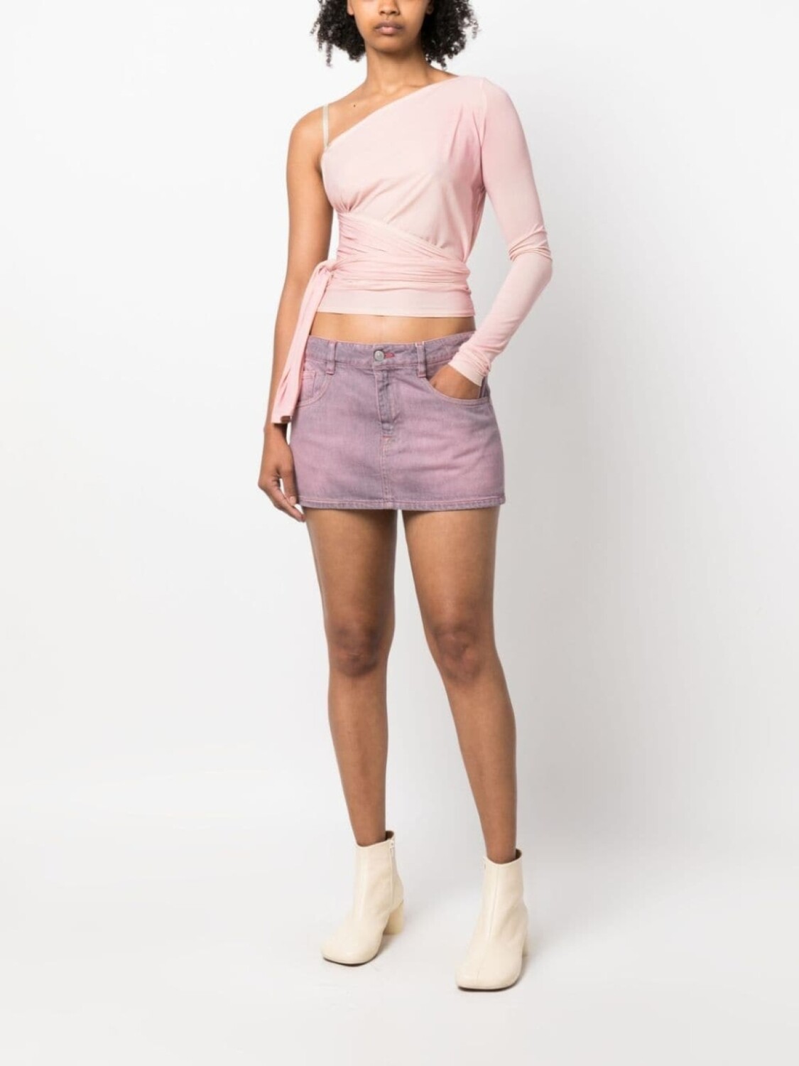 MM6 Maison Margiela укороченный топ асимметричного кроя, розовый — фото 2