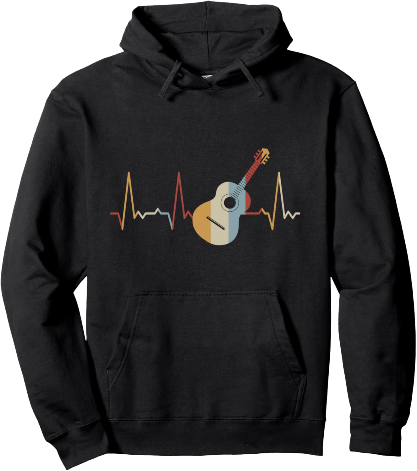 

Худи с изображением гитары Heartbeat Heartbeat Graphic Gifts For Women, Men, And Kids, черный