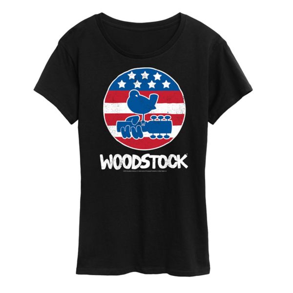 

Женская футболка Woodstock с принтом в стиле американа Licensed Character, черный