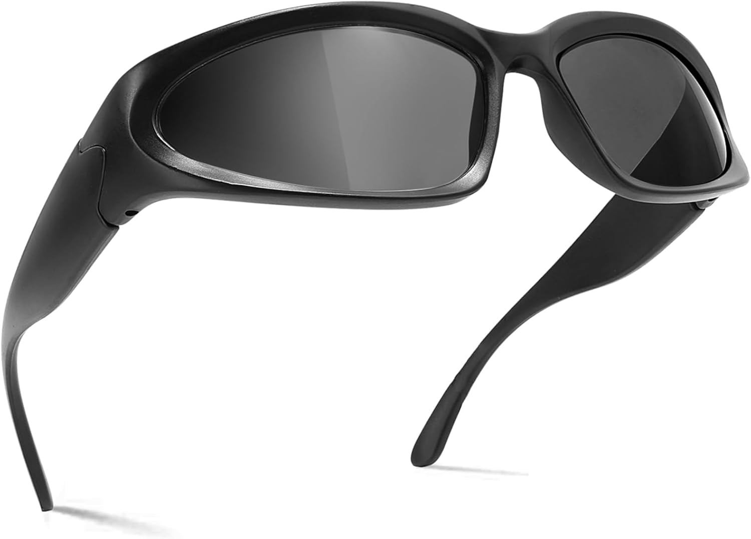 

knliwkm Y2K Солнцезащитные очки с обтекаемой формой, модные, в стиле рейв, металлические, хромированные, футуристические, спортивные, для женщин и мужчин, Black Frame/ Black Lenses