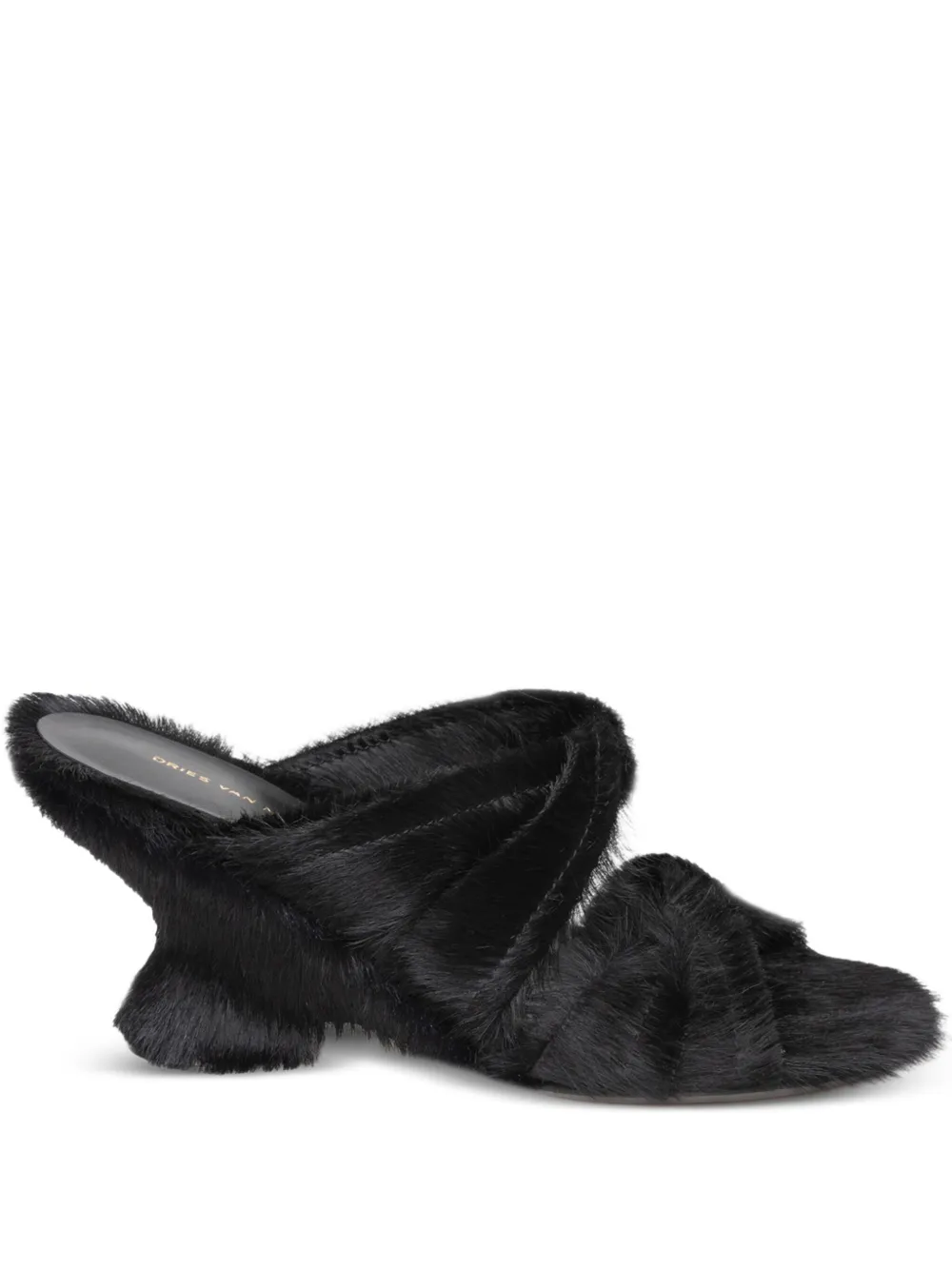 Фактурные босоножки на скульптурном каблуке DRIES VAN NOTEN, черный