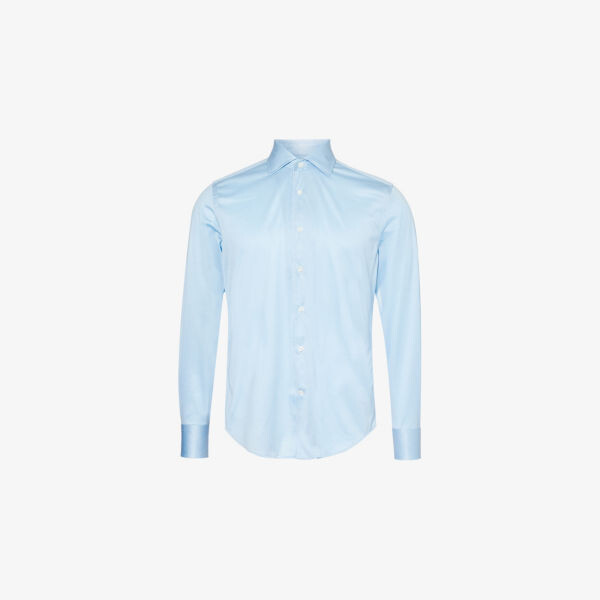 

Рубашка из хлопка стандартного кроя с длинными рукавами Curved-Hem Corneliani, голубой