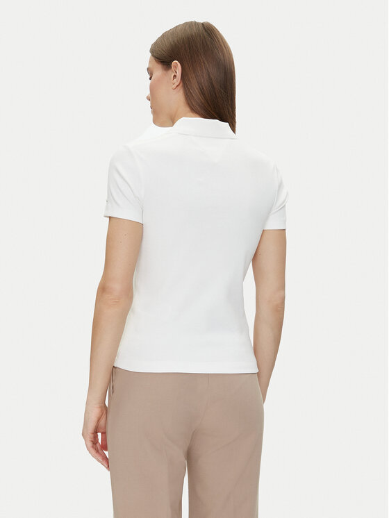 Рубашка поло стандартный крой Slim Gold Button Polo Ss WW0WW45436 Tommy Hilfiger, белый — фото 3