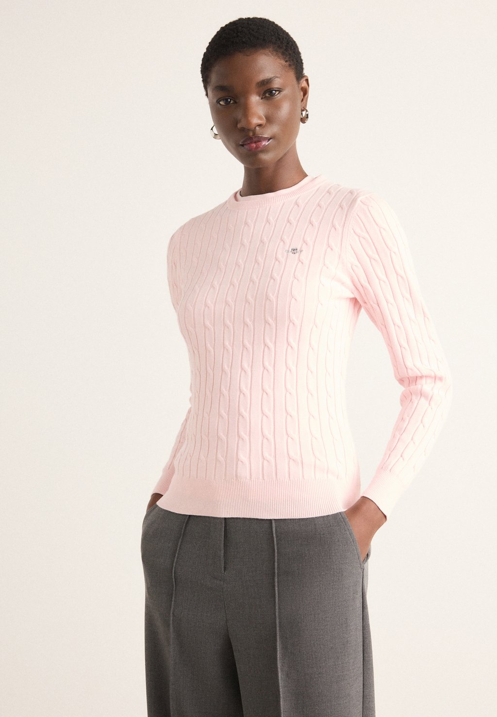 

Джемпер CABLE C NECK GANT, светло-розовый
