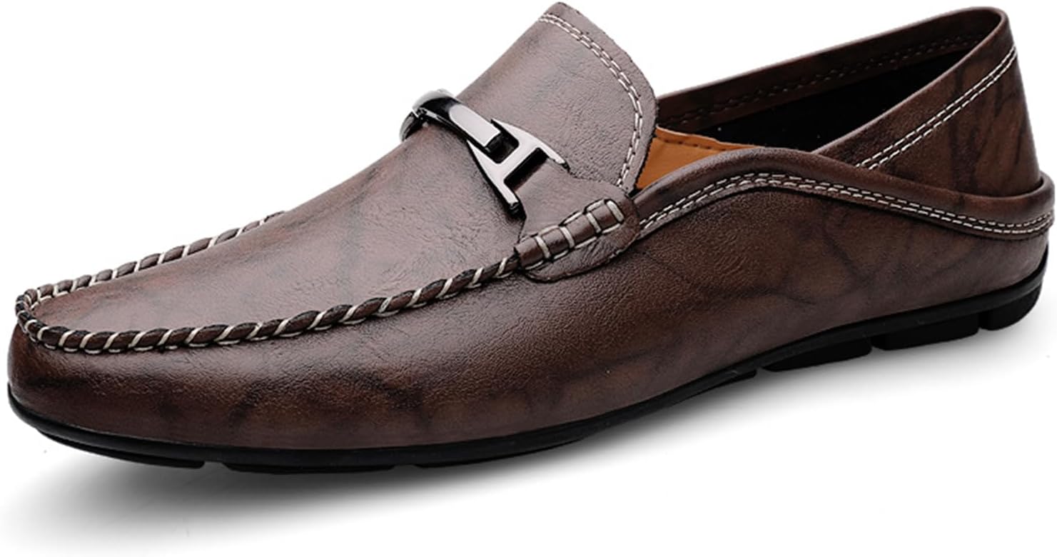 

Мужские премиальные повседневные слипоны из натуральной кожи, дышащие водительские туфли, модные мокасины Abborora, коричневый