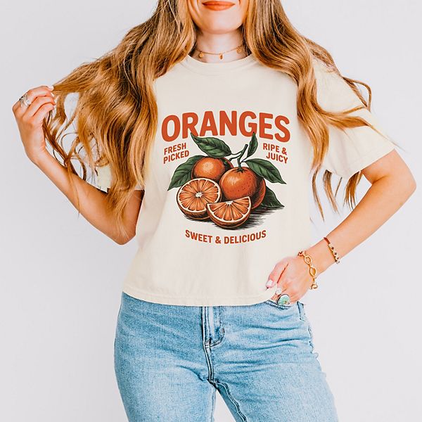 

Футболка с принтом Fresh picked oranges vintage Simply Sage Market, Ivory, Зеленый, Футболка с принтом Fresh picked oranges vintage Simply Sage Market, Ivory