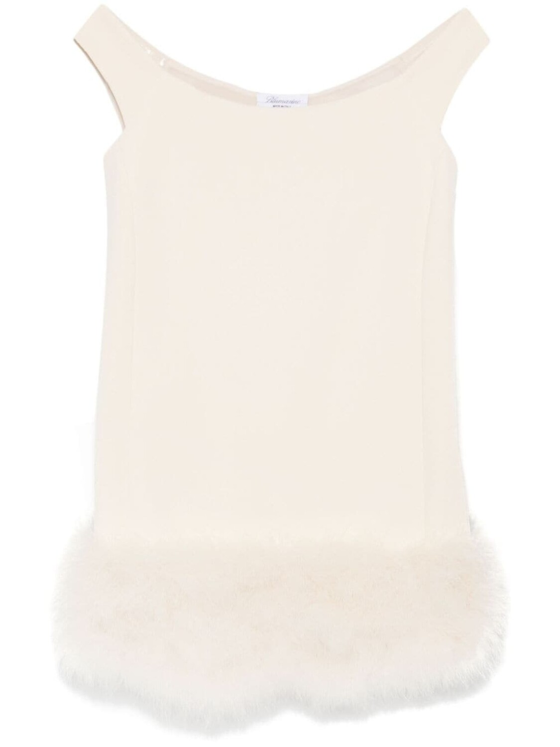 

Blumarine креповое платье мини с перьями, нейтральный цвет