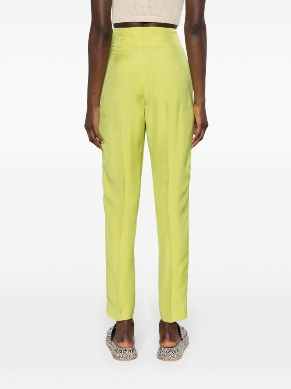 Брюки узкого кроя с завышенной талией Ralph Lauren Collection, зеленые — фото 4