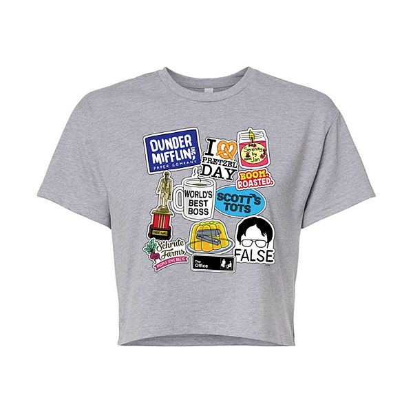 

Джинсовая укороченная футболка the office Licensed Character, Heather Gray