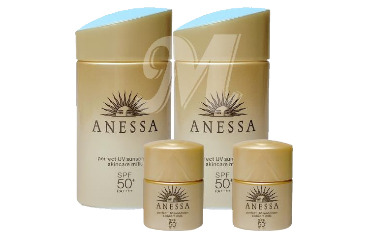 

ANESSA Набор для защиты от солнца anresha gold diamond с увлажнением и освежением spf50+ pa++++ 60мл*2+12мл*2