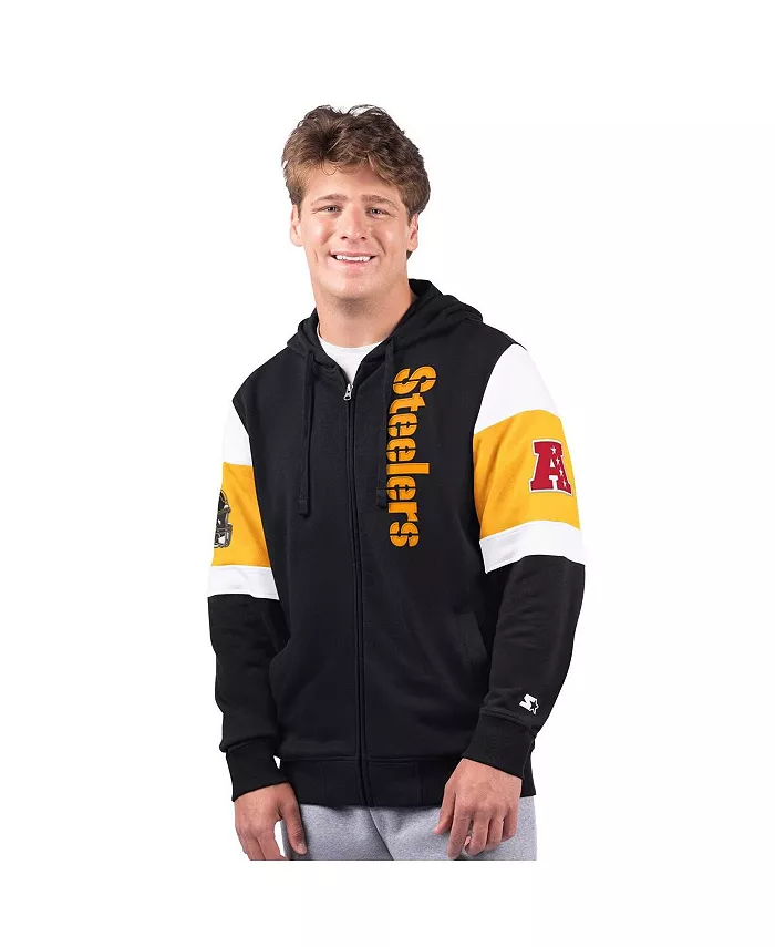 

Мужская черная худи с молнией Pittsburgh Steelers Extreme Full-Zip Starter