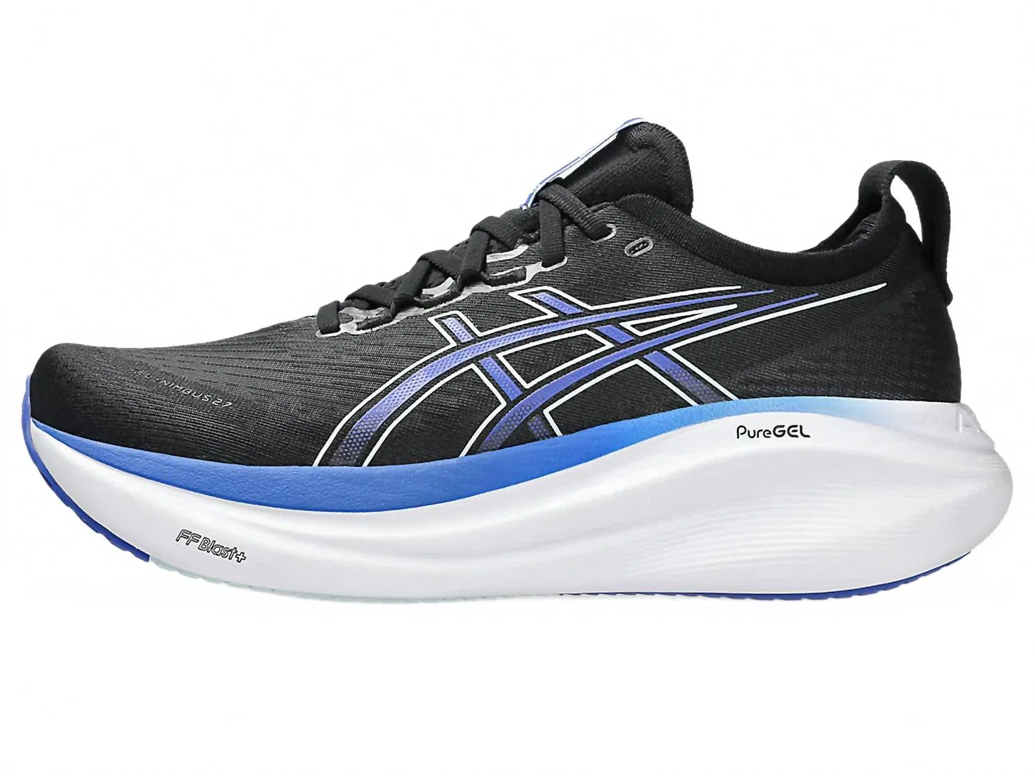 Asics Мужские беговые кроссовки Gel-Nimbus 27 в черно-темно-кобальтовом цвете — фото 2