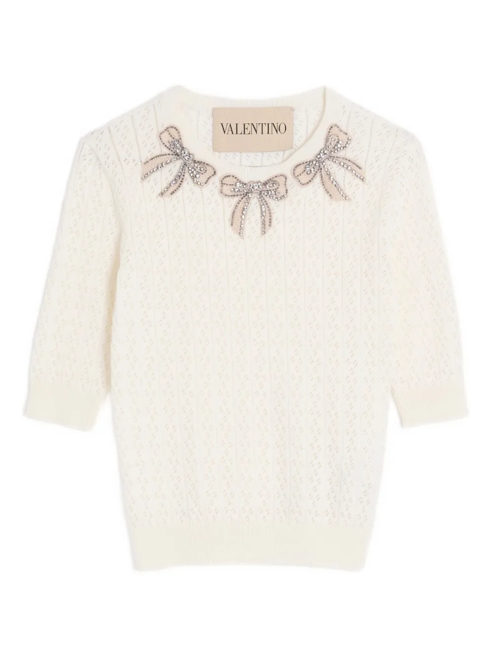 

Хлопковый свитер с короткими рукавами VALENTINO GARAVANI, белый