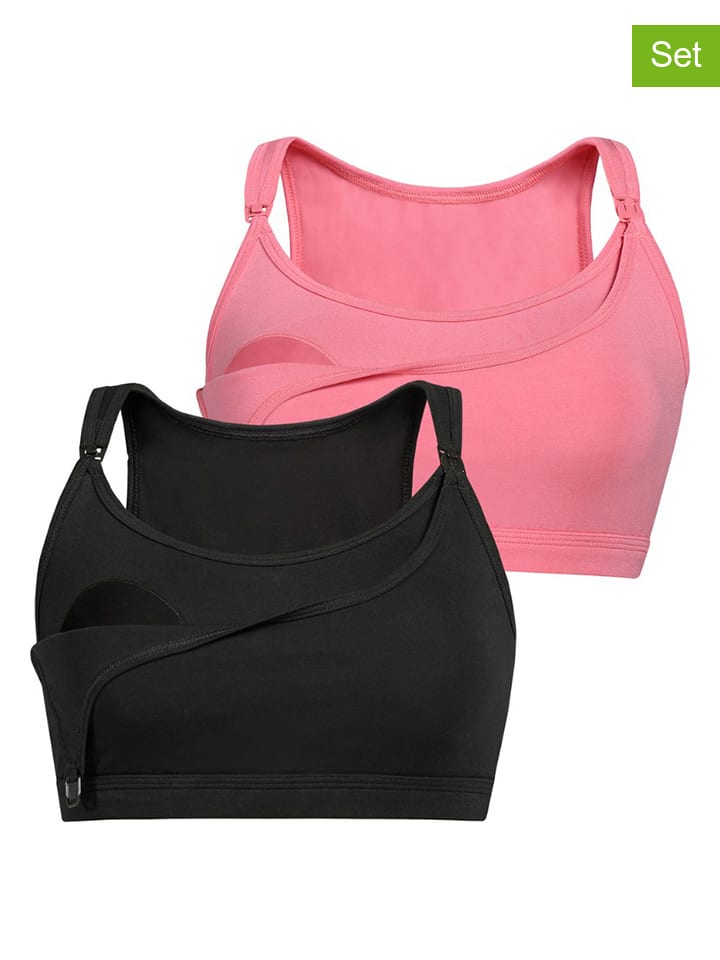 

Teyli Комплект из 2 бюстгальтеров для кормления, черно-коралловый цвет