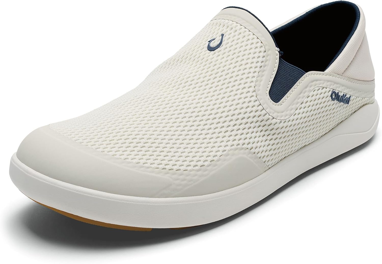 

Мужские лодочные кроссовки OLUKAI Moku Slip-On, улучшенное сцепление и удержание, легкая и дышащая сетка, комфортная посадка и носка в течение всего дня, белый/синий