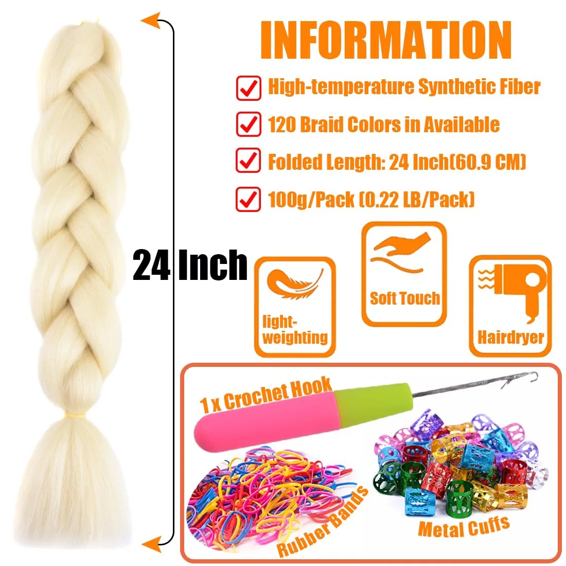 Набор синтетических волос для плетения Jumbo Hair Braids Doren — фото 3