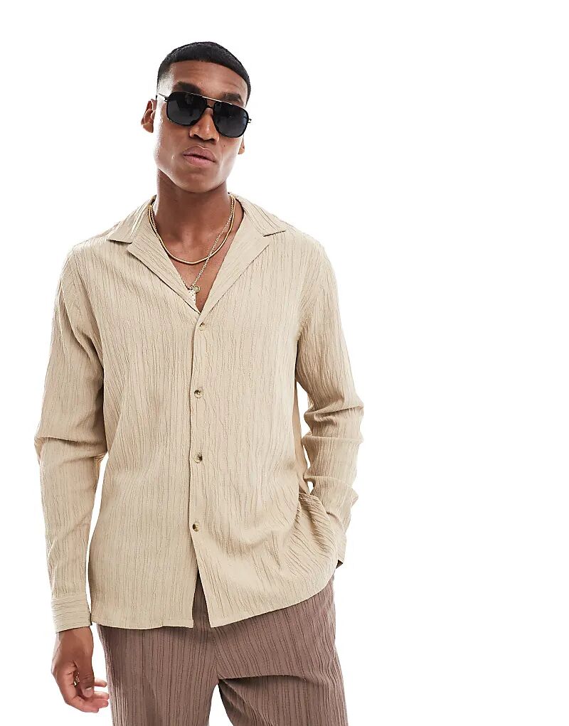 

Расслабленная рубашка revere в камне ASOS DESIGN