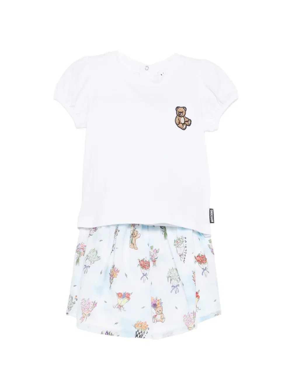 Комбинезон для новорожденного с цветочным принтом Moschino Kids, белый