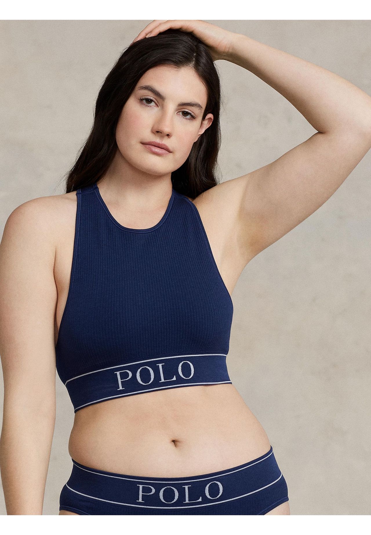 Топ-бюстье с воротником POLO RALPH LAUREN, темно-синий — фото 2