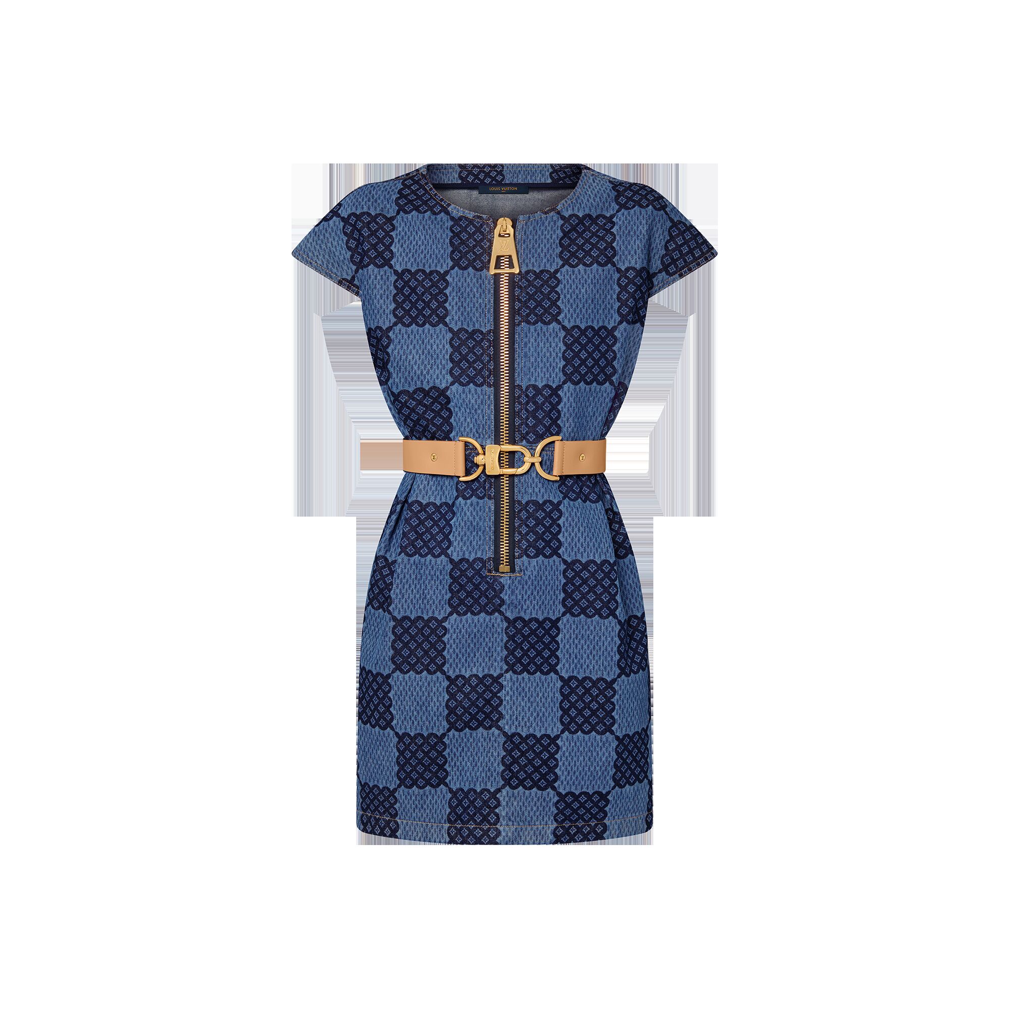 

Платье из денима Damier с деталями XXL Louis Vuitton, синий