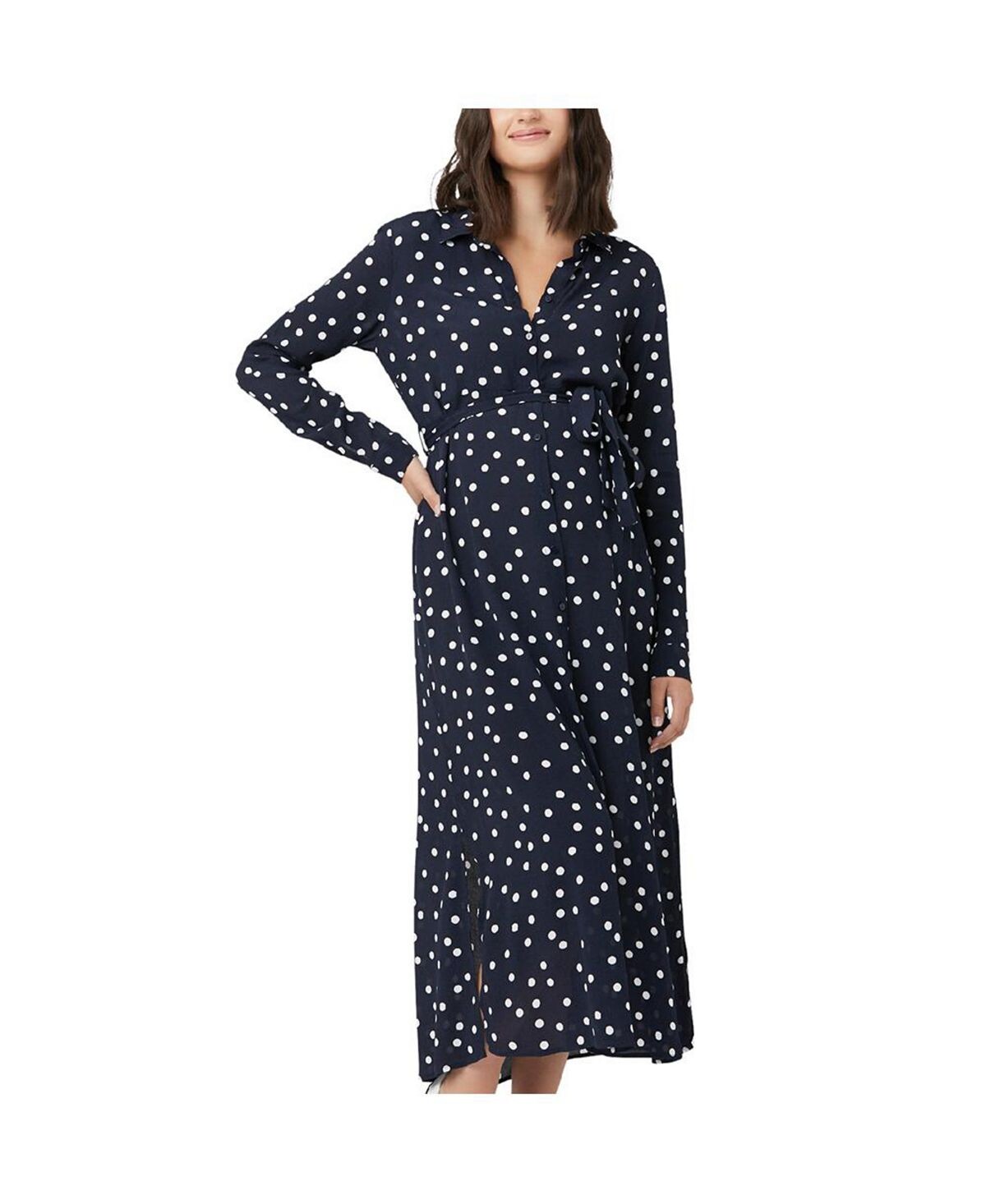 

Длинное платье-рубашка для беременных Ripe Maternity, темно-синий