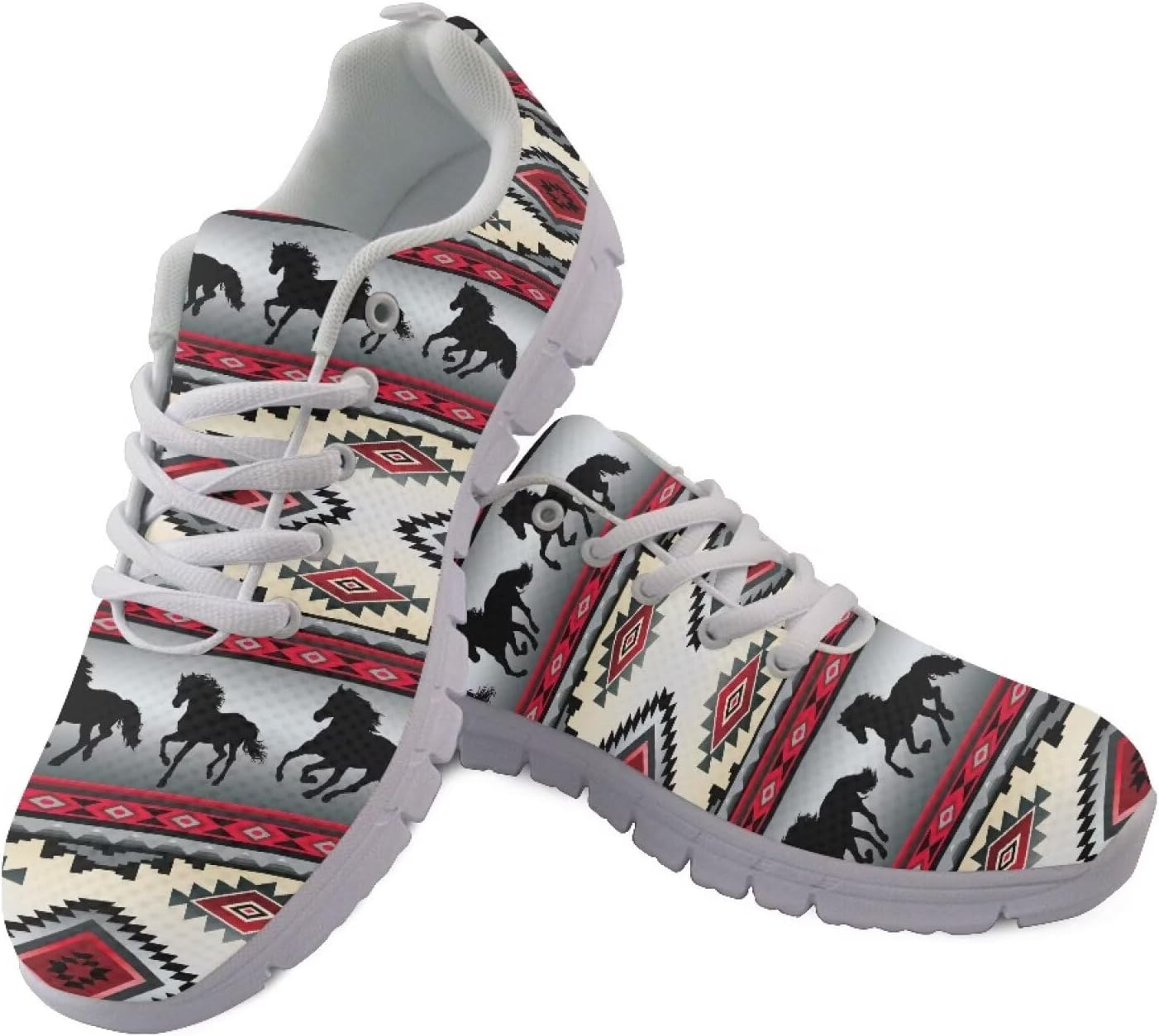 

Кроссовки POLERO Camo для бега и прогулок для мужчин и женщин с шнуровкой, легкие, размеры US5-12, Aztec Horses