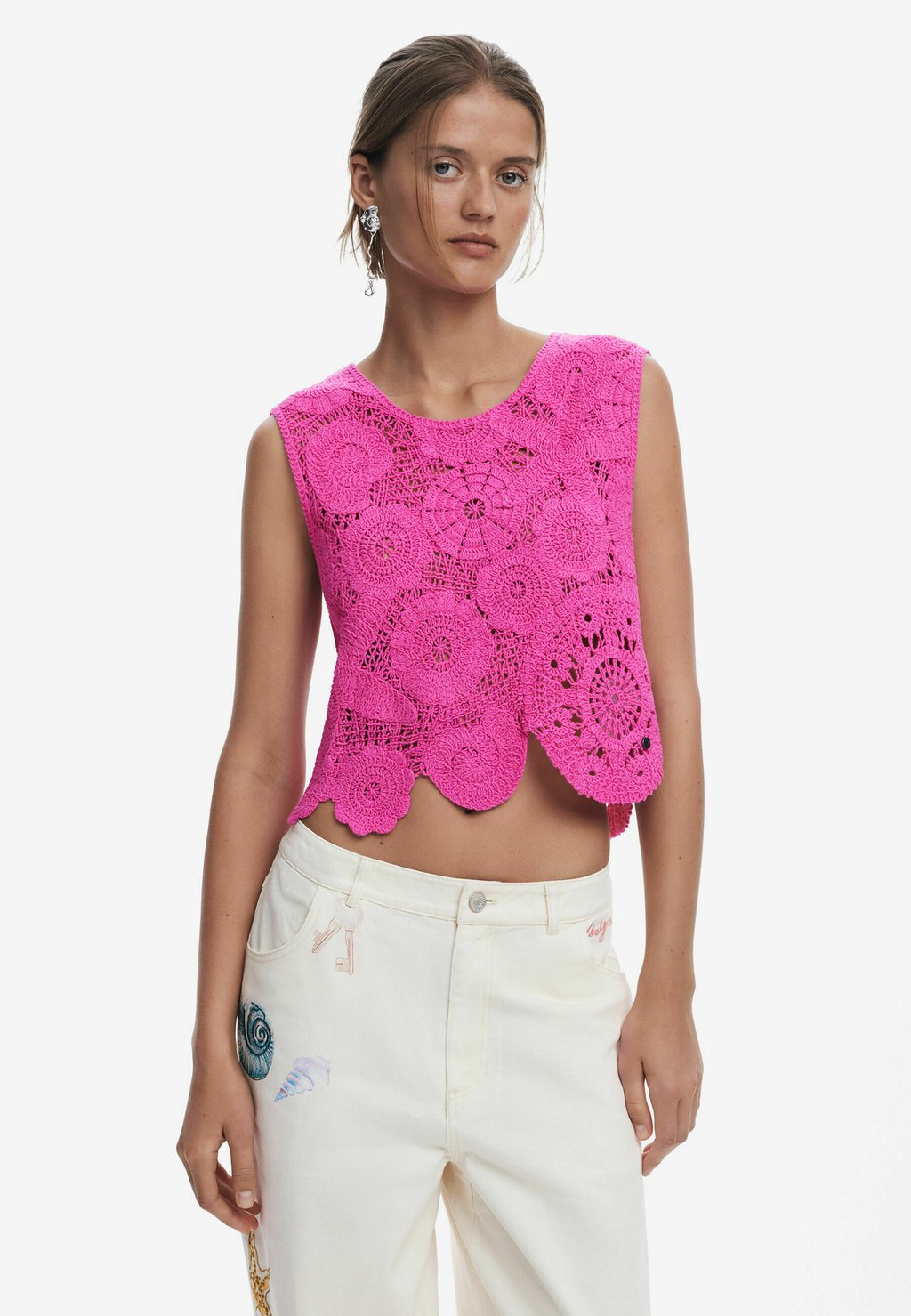 

Топ CROP Desigual, розовый